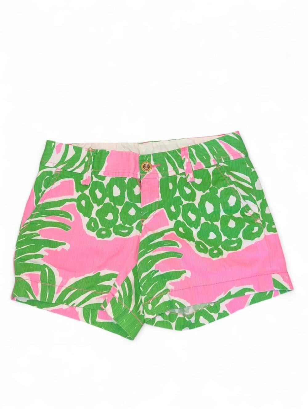 Lilly Pulitzer The Callahan Shorts Pink Green Pineapple Tropical Print Size 00
